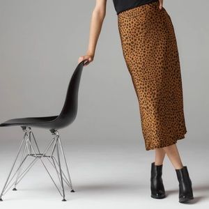 VETTA Reversible Satin Midi Skirt - Cheetah/Gold